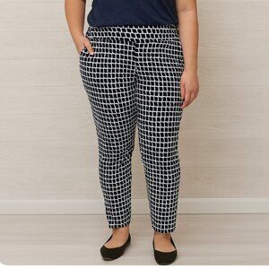 Tail Women's Blue White High Rise Pull On Ankle-Length Houndstooth Pants size 12